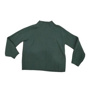 Goodthreads Womens Hunter Green Ribbed Mock Neck Wool Blend Sweater Large